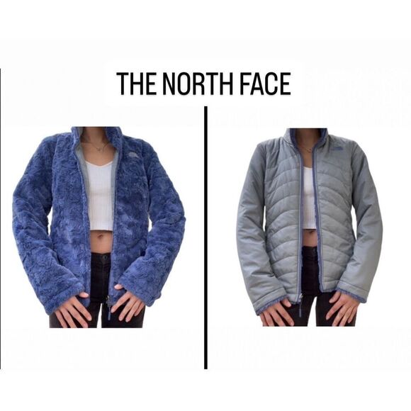 The North Face blue gray mossbud swirl reversible jacket top women’s M - Picture 3 of 11